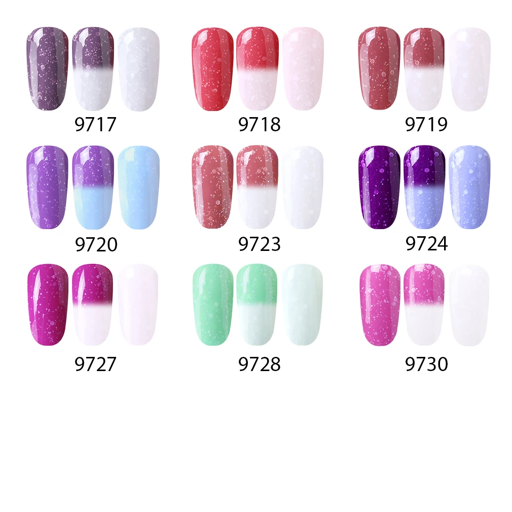 

HNM Snowy Thermal Colour changing Gel Nail Polish Soak Off UV LED Salon Manicure Semi Permanent Hybrid Varnish Lucky Lacquer