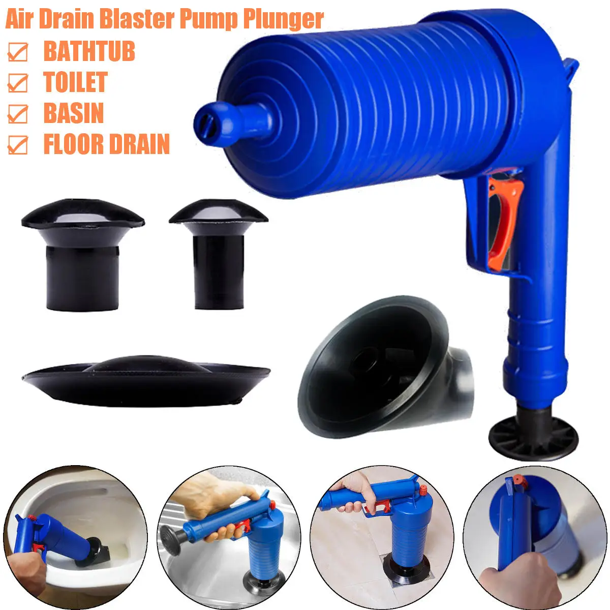 

High Pressure Air Toilet Drain Blaster Pump Plunger Sink Pipe Clog Home Remover Cleaner Tool