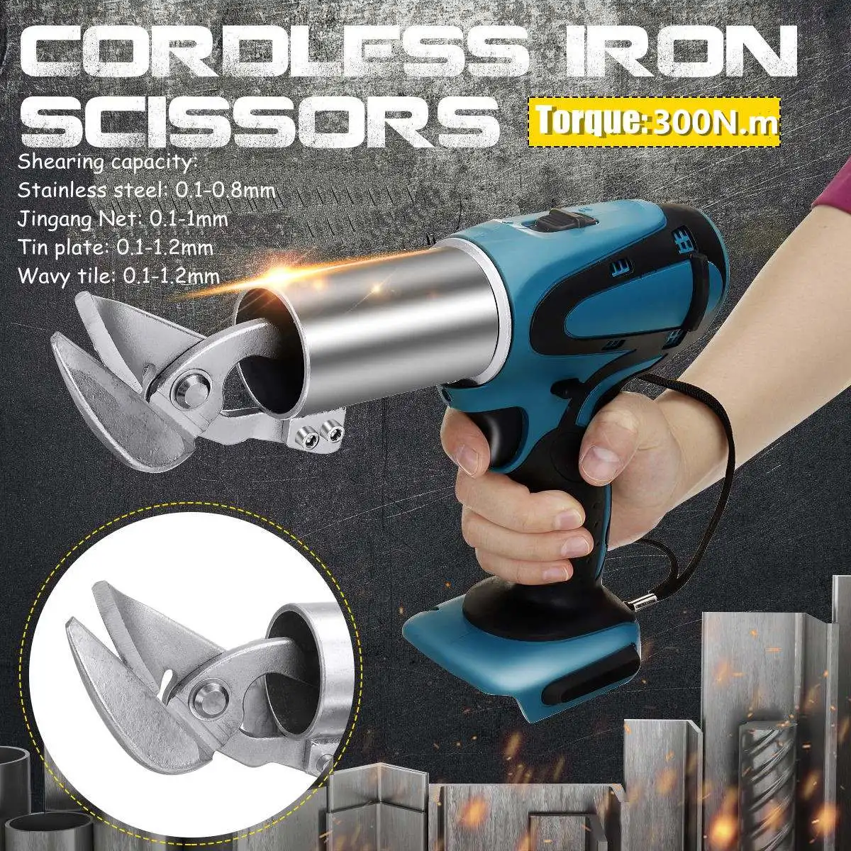 

18V 300Nm Cordless Electric Scissors 360 Degree Rotating Head Portable Steel Plate Iron Cutting Tool For Makita 18V Battery