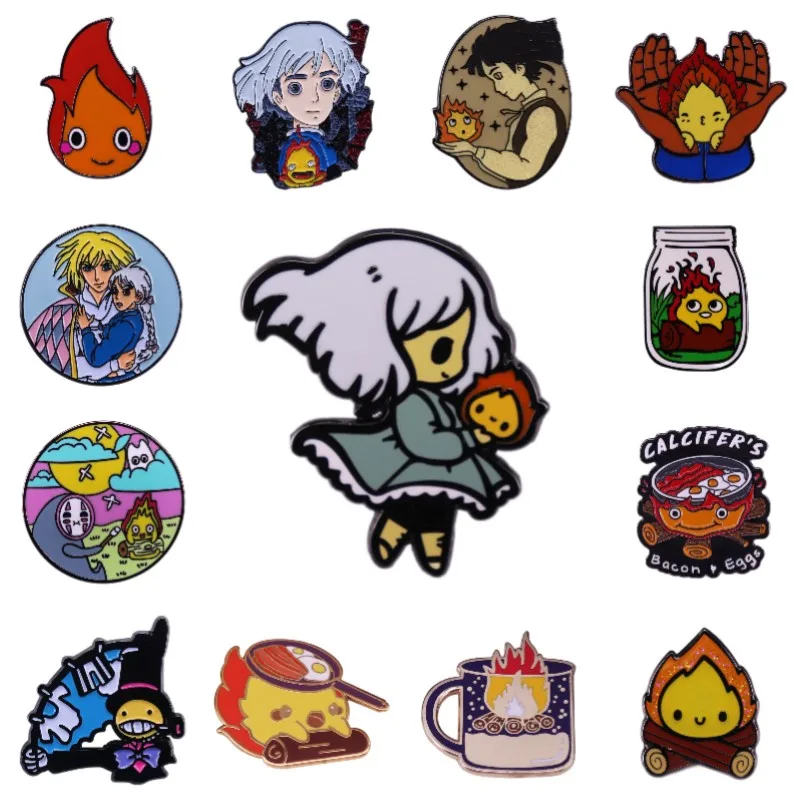 

Excellent Quality Anime Sophie Fire Demon Enamel Brooches Pins Custom Cartoon Badges Lapel Pin Jewelry Gift for Child Wholesale