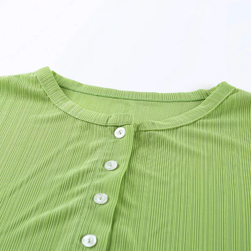 Женская Повседневная футболка с коротким рукавом однотонный кардиган