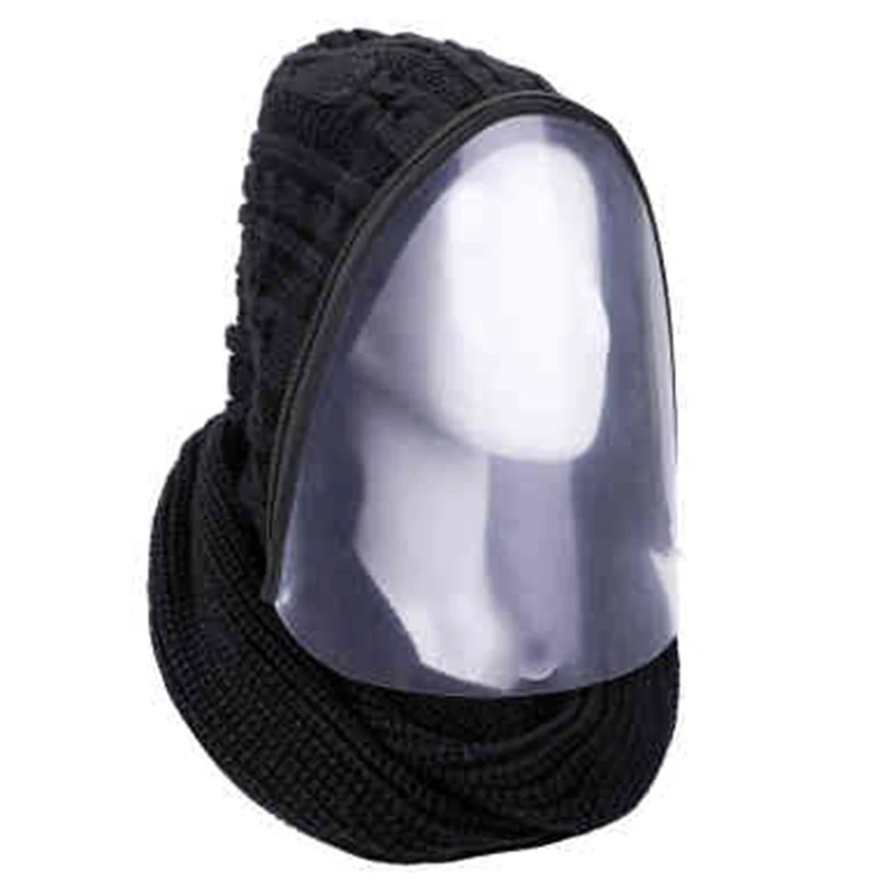 

2021 New Winter Knit Hooded Scarf with Removable Clear Face Shield Protective Earflap Cap