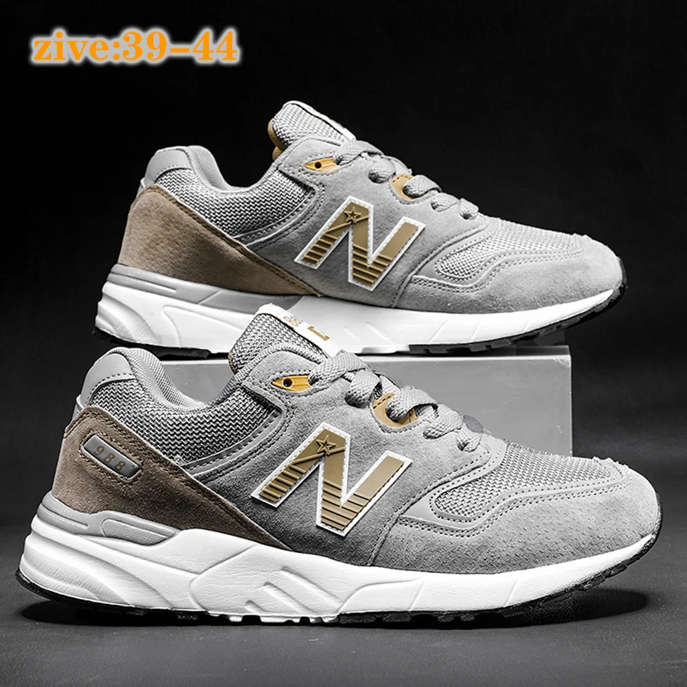 

New high-end leather men's running shoes, fashionable outdoor casual sports men's shoes, morning exercise running shoes