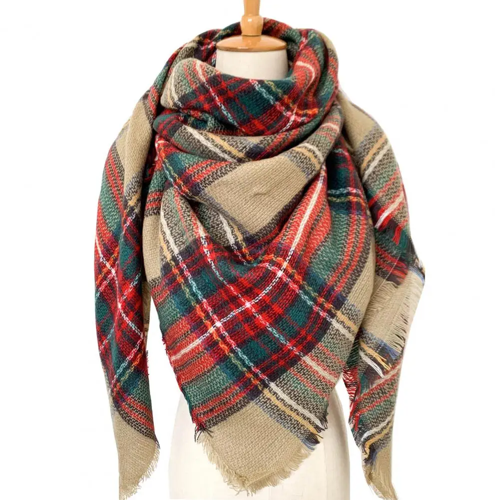 

Women Scarf Practical Multi-color All-match Tassel Hem Warm Splicing Scarf for Unisex Winter Shawls Warm Shawl