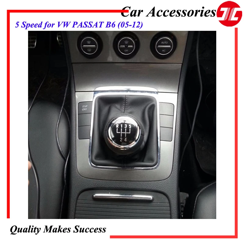 Автомобиль 5 скоростей Ручка переключения передач с кожаными ботинками для VW Passat