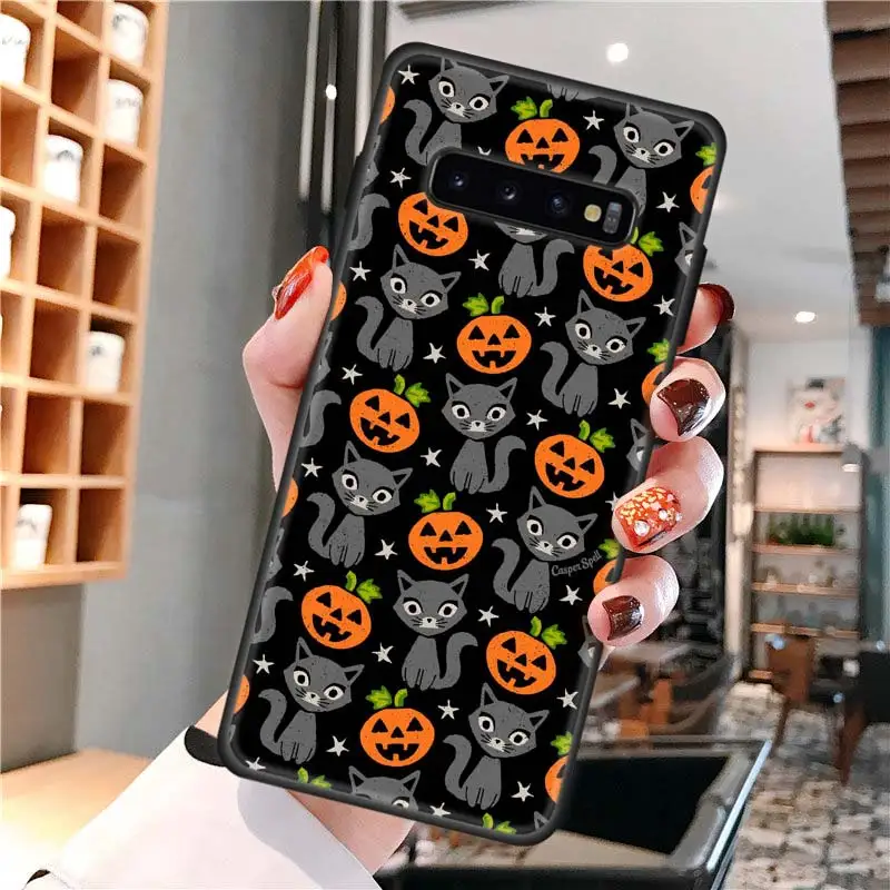 

Halloween Case for Samsung Galaxy S10 S20 FE Ultra 5G Plus S10e S9 Note 20 10 Lite Black Silicone Phone Cover