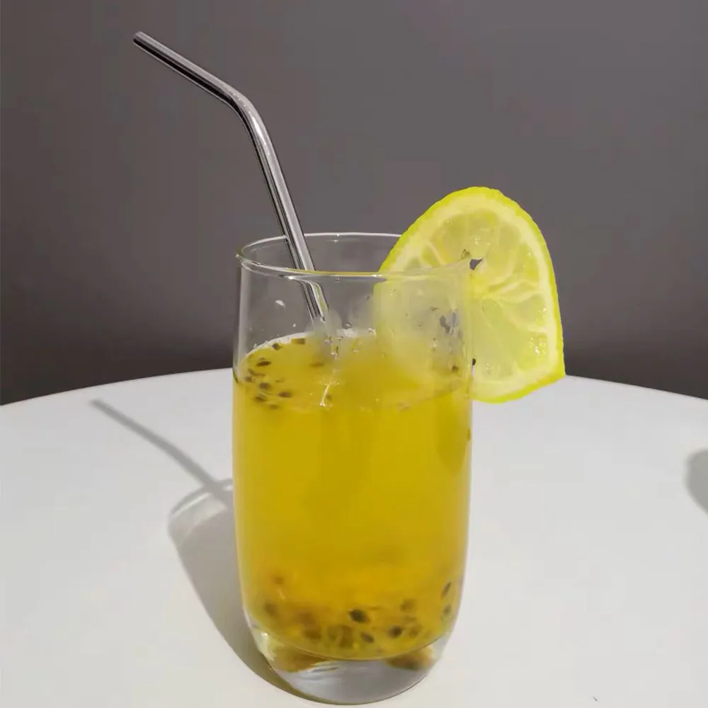 Многоразовые металлические трубочки для питья 8,4" 304 нержавеющая сталь прочная изогнутая прямая соломинка для напитков с чистящей щеткой для кружек