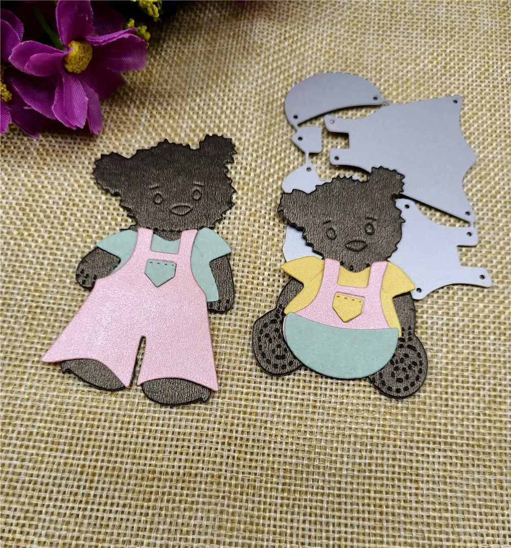 

DIY Brown bear and clothes Metal Cutting Dies Stencils Scrapbook Decorative Embossin Photo Album Card Making Decorative Stencil