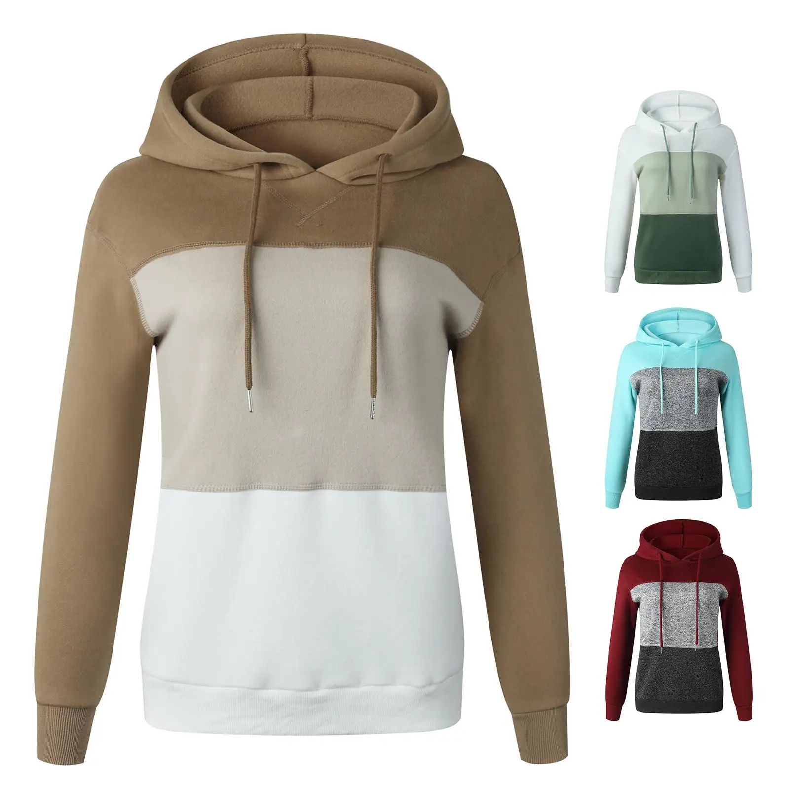 

Новинка, стильный женский пуловер в полоску с капюшоном и длинным рукавом, теплый свитшот с кулиской, топы