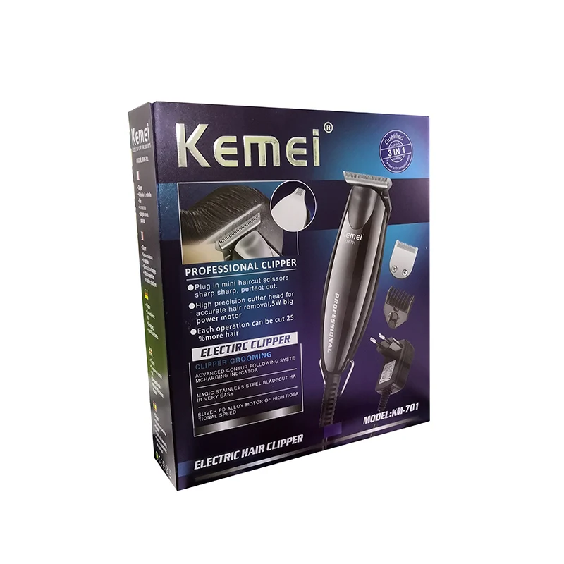 silver-with box Kemei 3 в 1 триммер для волос профессиональные аккумуляторные триммеры 0 мм мощная электрическая машинка для стрижки волос Бритва моделирующая машинка для стрижки волос 38D - Цвет: silver-with box