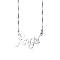 hip hop glossy letters angel pendant necklace stainless steel simple geometry chain for women fashion jewelry gifts dropshipping