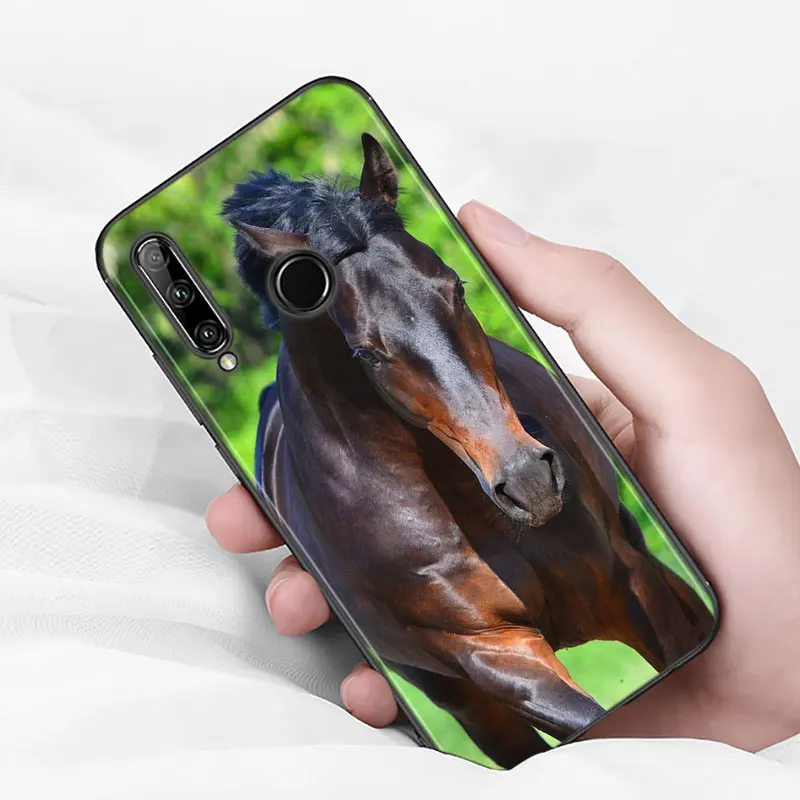 Черный чехол с рисунком бегущая Лошадь Животное задняя крышка для Huawei P Smart Z Plus 2019