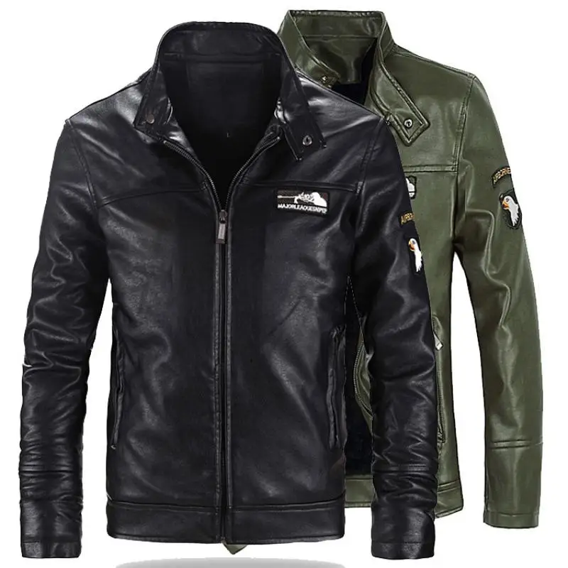 Куртка мужская кожаная облегающая в стиле панк 2019|Мужские кожаные куртки| |