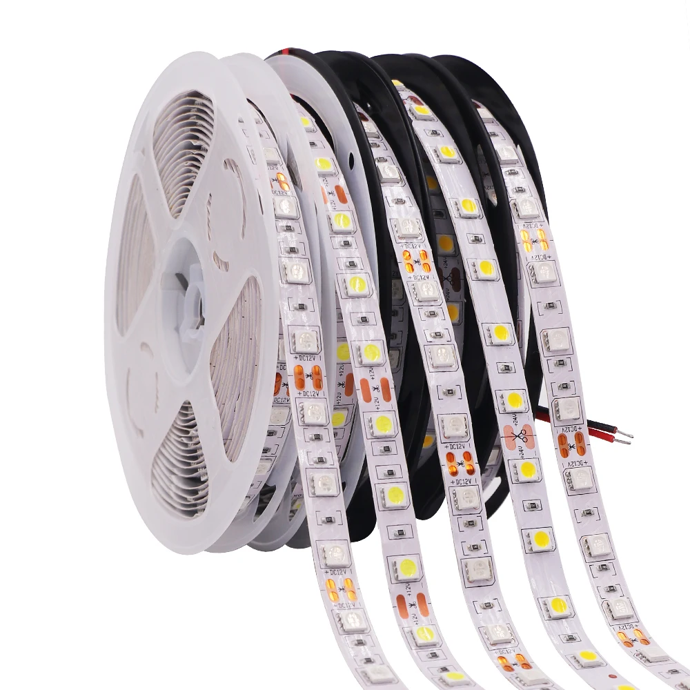 5M SMD5050 RGB Светодиодные ленты светильник водить 60leds Водонепроницаемый гибкая лента нитей 12V светодиодные ленты светильник s теплый холодный белого и синего цвета: красный, розовый, желтый