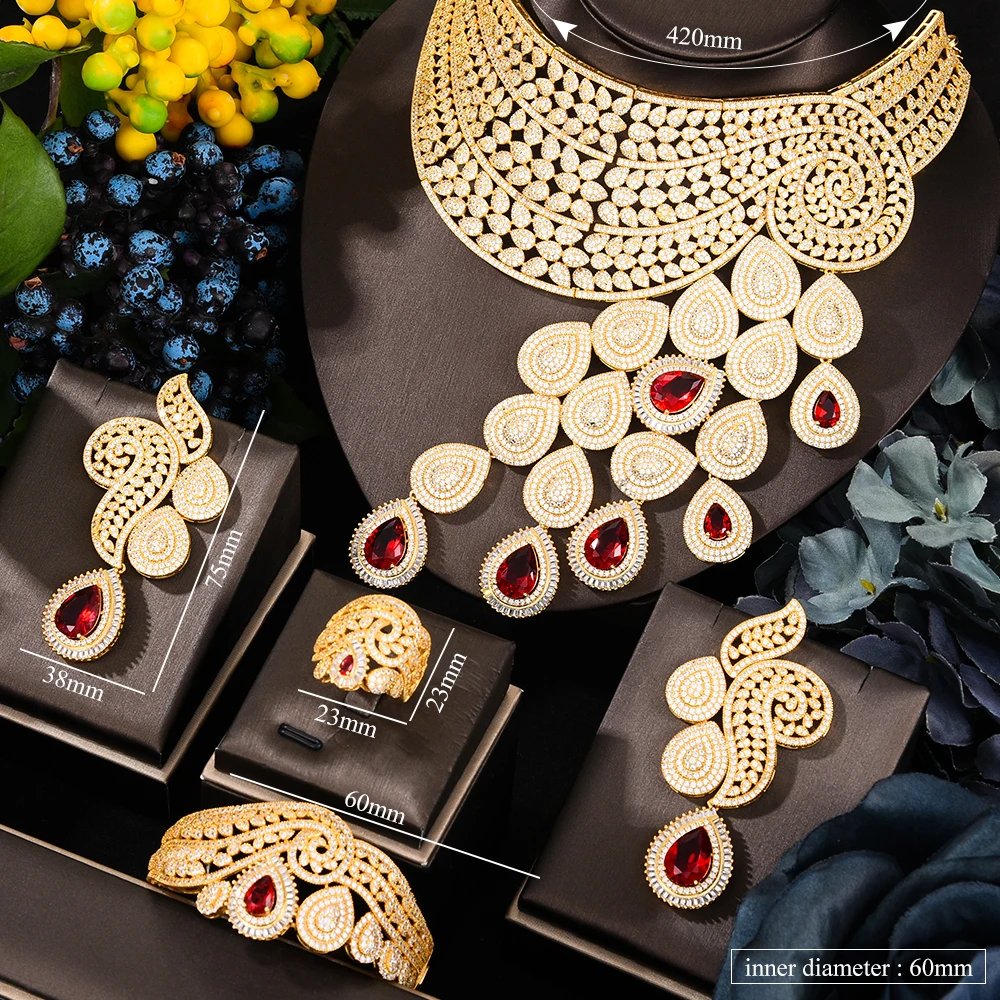 

Brand Gorgeous New Sparkly Luxury Princess Bridal Big Necklace Bangle Earrings Ring Jewelry Set Brides Wedding Jewellery