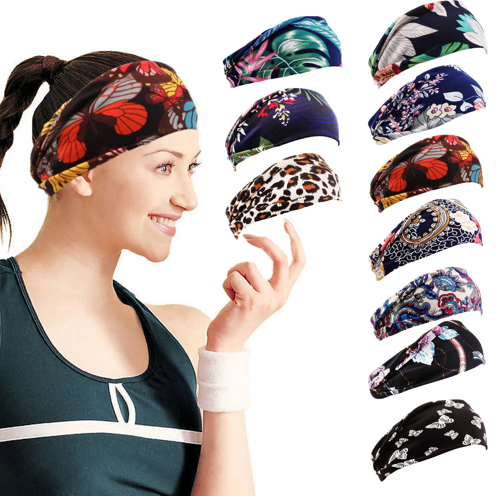 

Women's Headband Floral Cotton Print Wide Headband Yoga Sports Sweat-absorbent Comfortable Elastic Headband Headband