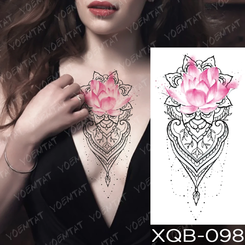 

Waterproof Temporary Tattoo Sticker Dragon Dreamcatcher Lotus Flash Tattoos Flower Fox Mermaid Body Art Arm Fake Tatoo Women Men