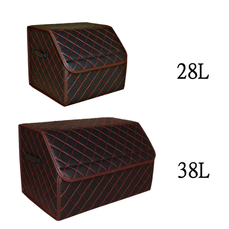 Car Trunk Organizer Box 28 L PU Leather Folding Storage Bag Tidying Accessories Tool 33 x 30 x28 cm Red | Автомобили и мотоциклы