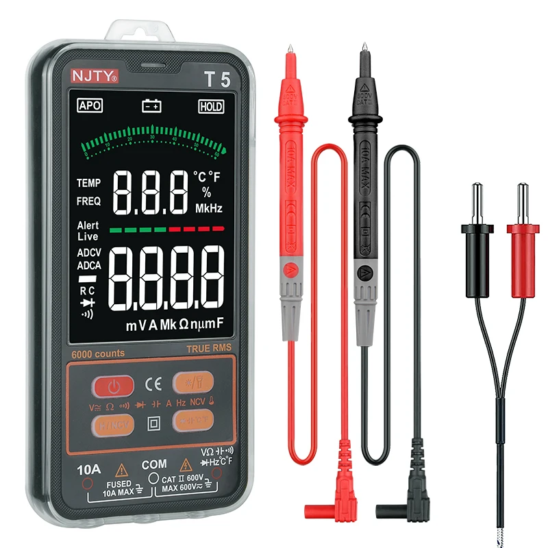 T5 Professional Digital Multimeter AC DC Voltage Detector Indicator Electrician Tools ESR Voltmeter Ohm Capacitance Meter Tester |