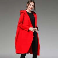 autumn winter new plus size womens casual loose fashion show thin hoodie coats long sleeve drawstring zipper elegant coat
