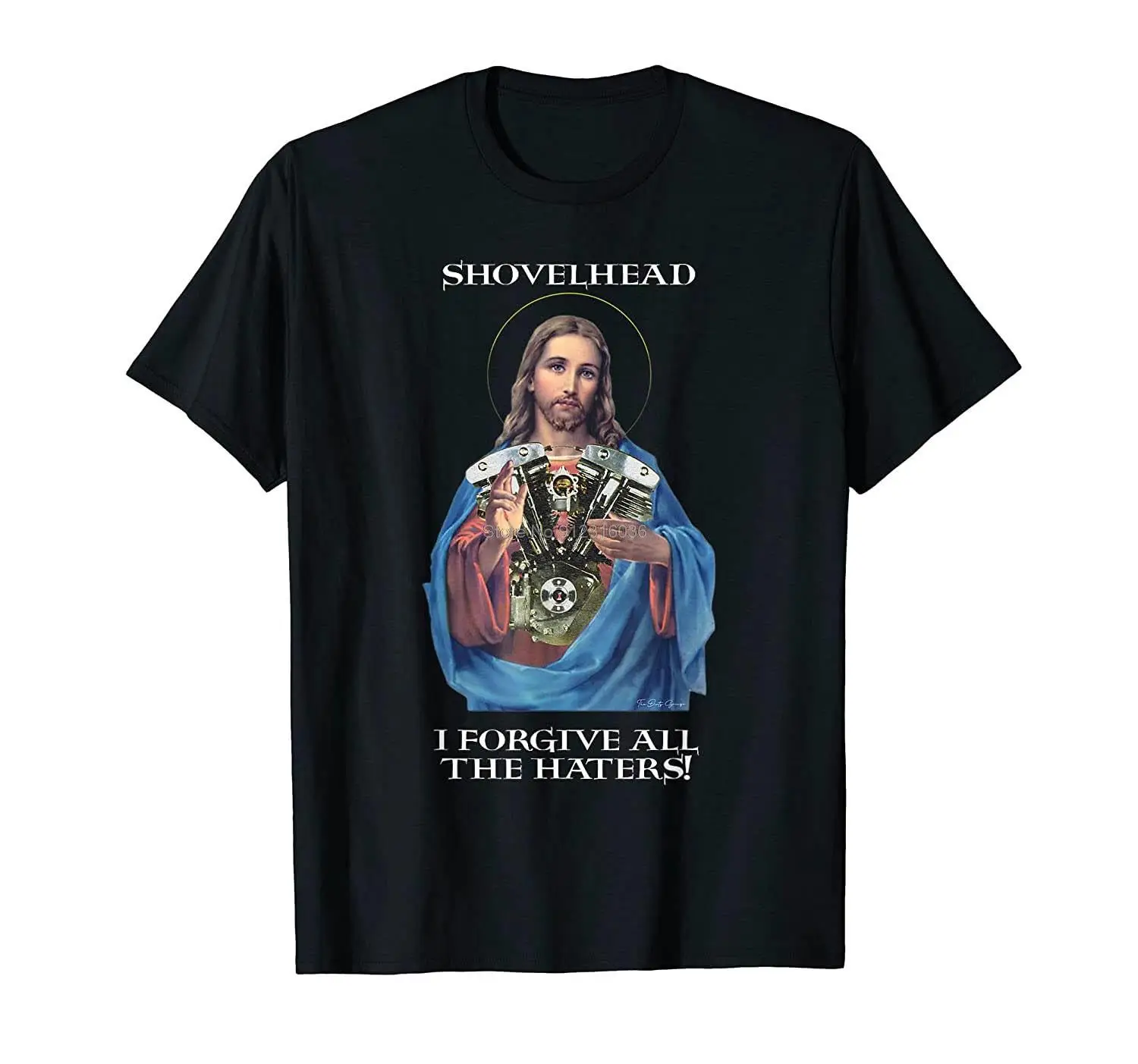 Retro Jesus Shovelhead I Forgive all the haters Biker Gear T-Shirt Men Cotton Tshirt Hip Hop Tees Tops Harajuku Streetwear