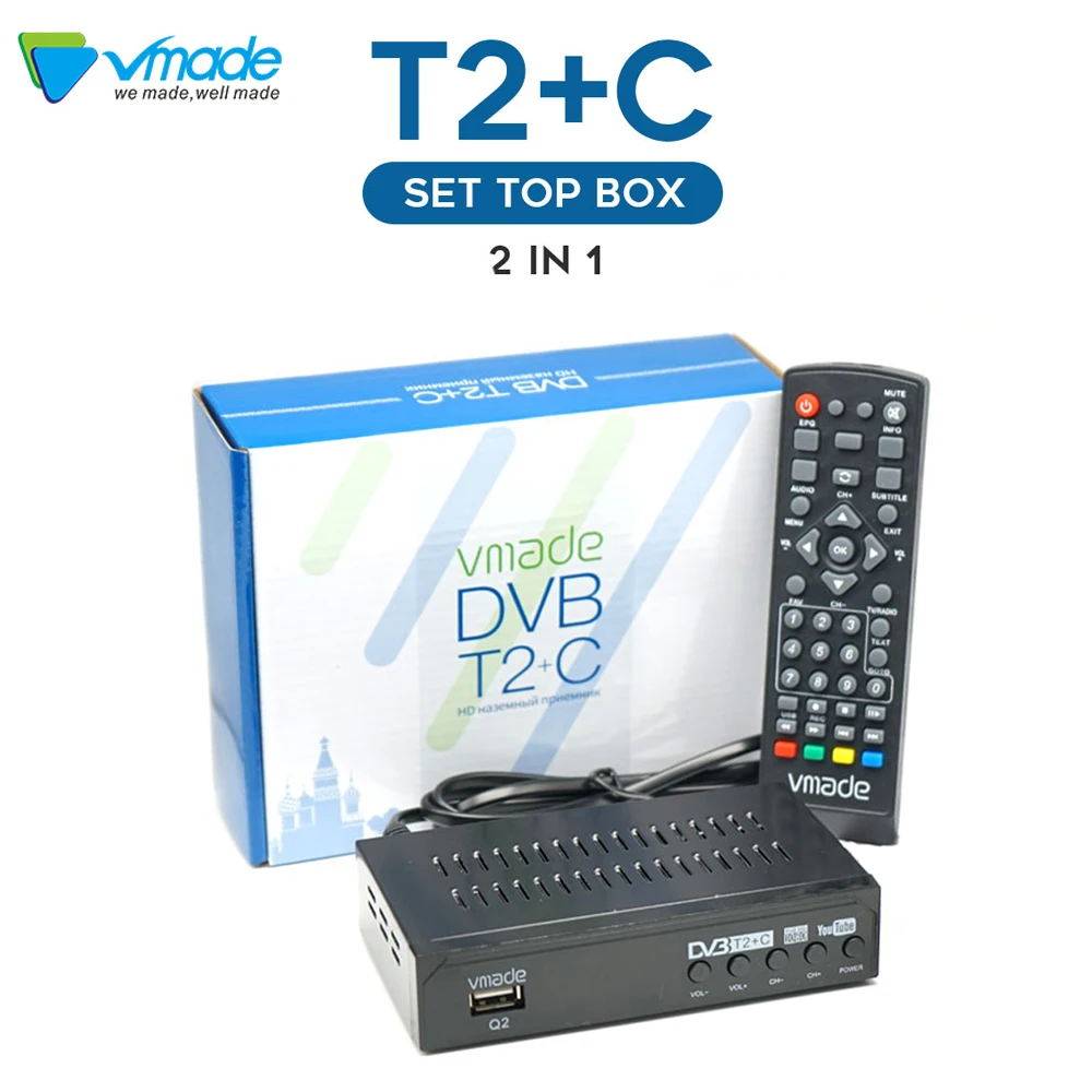 цифровая тв приставка 2021 Vmade DVB T2/DVB C HD TV тюнер Полностью 1080P dvb t2 цифровой приемник