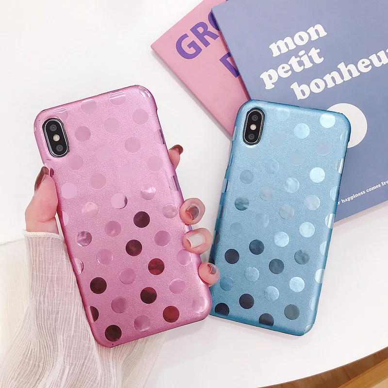 

Fashion Case For iPhone XS Max Case Polka Dots PU Leather Case For iPhone 12 Mini 11 Pro Slim Back Cover Phone Shell Fundas Capa