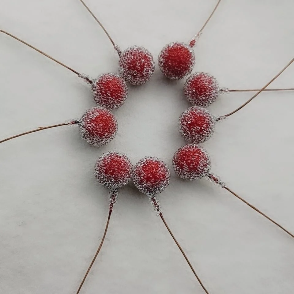 

30 Pcs 1.4cm Frosted Berries Imitation Bayberry Headdress DIY Hairpin Material Accessories