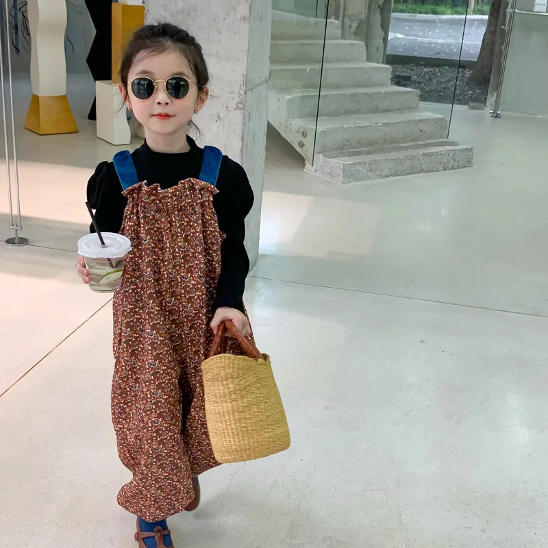 

Overalls Pants Ankle Length Elastic Waist Loose Solid Polyester New Fashion Comfortable Lovely Simple Summer Children Girls