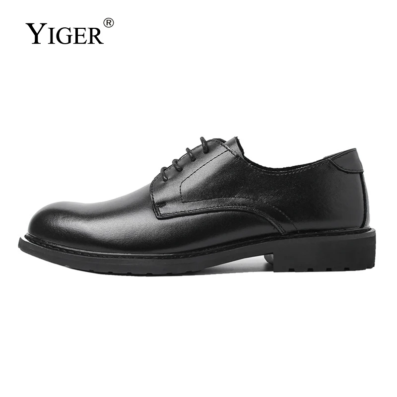 YIGER Men's Dress shoes Business shoes Man Formale Wedding shoes Genuine Leather Vintage Oxford Black Male Casual shoes 2021 yiger new 2019 men dress shoes big size 41 50 man business shoes genuine leather male lace up casual shoes spring autumn 0230