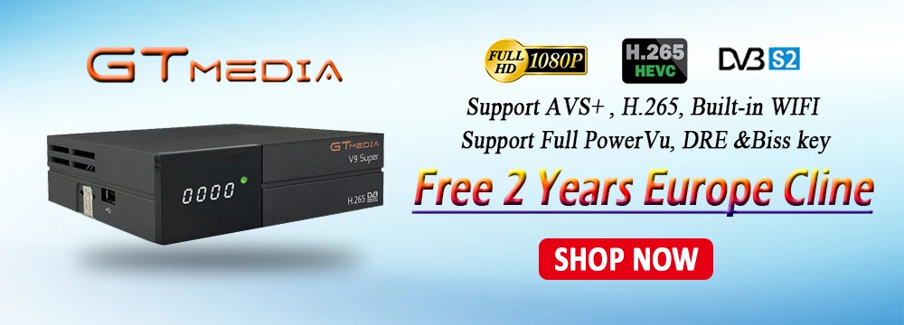 FTA DVB-S2 Gtmedia V7S HD спутниковый ТВ приемник Freesat V7 рецептор с USB Wifi Европа Cline для 2 yeas Испания Португалия