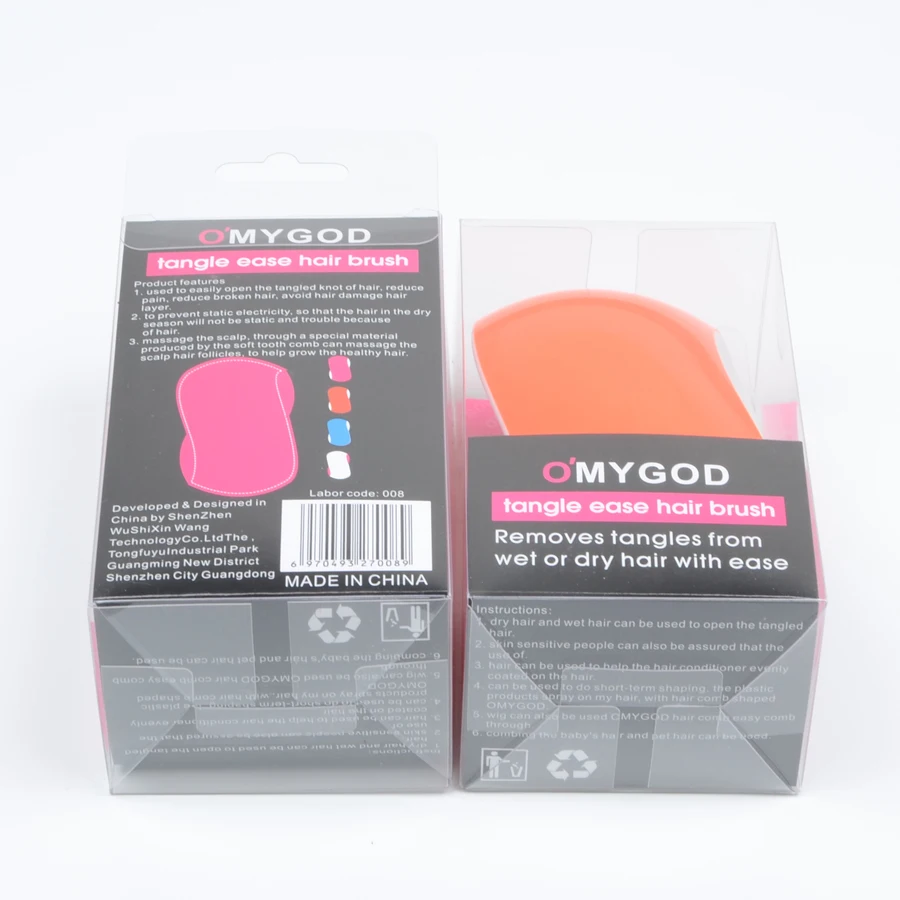 S форма модные мягкие зубы распутывающая Расческа Щетка для волос 4 вида цветов