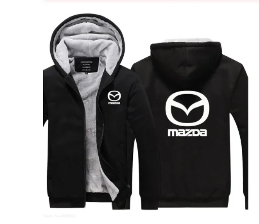 Мужские толстовки зимняя мужская Толстовка Mazda с длинным рукавом уплотненное