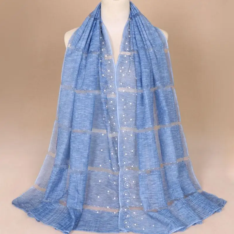 170*75 см женские мусульманские длинные Стразы хиджаб платок шарф накидка на голову