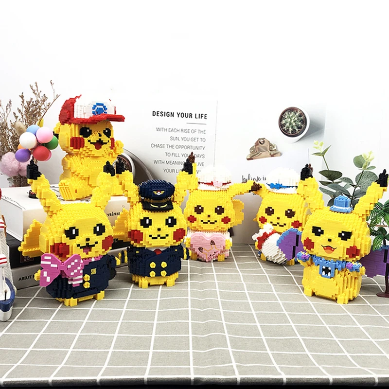 

Pokemon Anime Characters Creative Building Blocks Pikachu Decoration Accessories Action Figure Toys Model Dolls Children Gifts