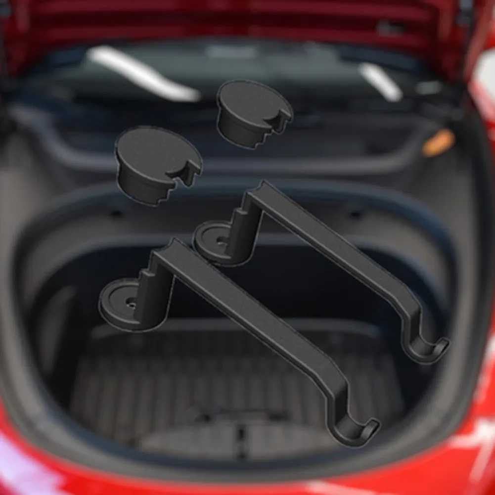 

New Pair Front Spare Storage Box Trunk Hooks ABS Black For Tesla Model 3 2021 Original Car Hook