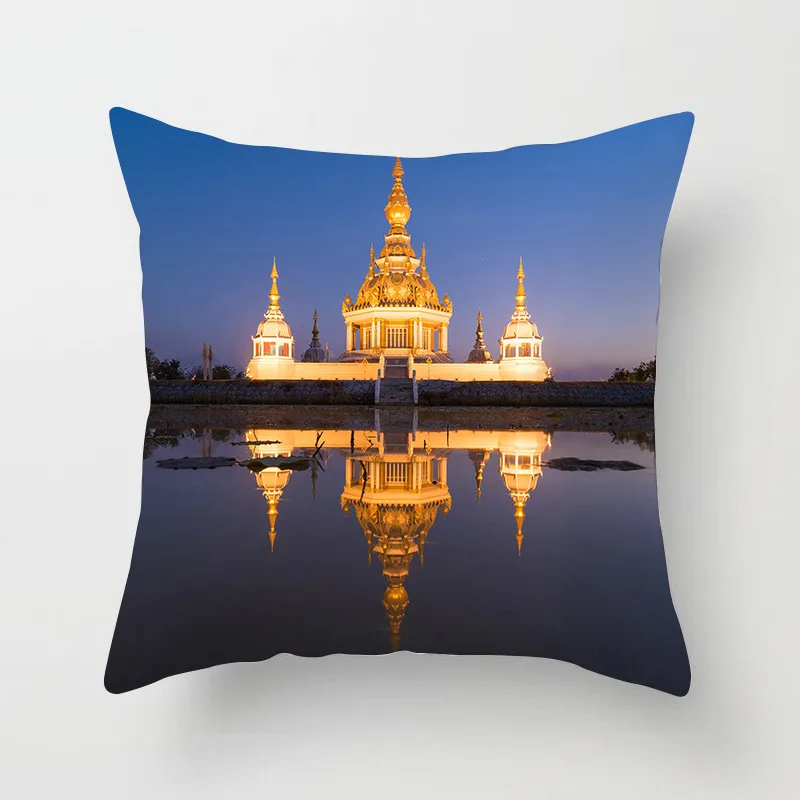 Декоративный чехол для диванной подушки с рисунком заката | Дом и сад