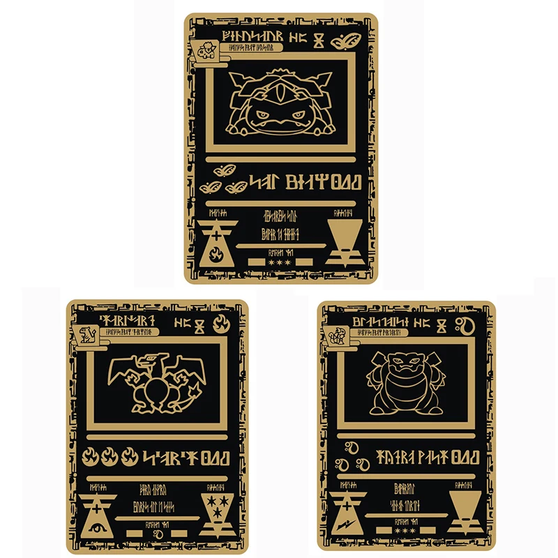 

Anime Pokemon DIY Ancient Charizard Blastoise Venusaur Metal Game Collectible Card child Toy gift 8.8*6.3 cm