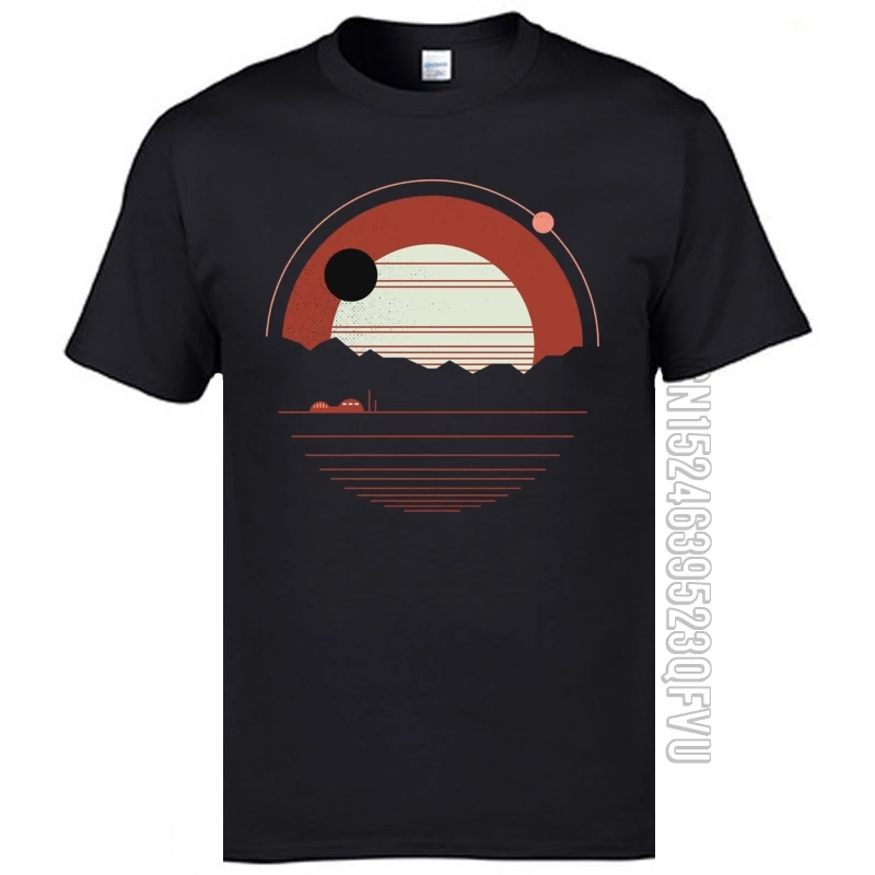 

Solitude Geometric Sunset Landscape Tshirts Mountain Forest Stay Wild Men's Lovers Day T Shirt Round Neck Cotton Drop Shipping
