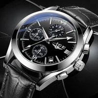 relogio masculino lige fashion mens watches top brand black face sports waterproof chronograph quartz wristwatch for men clock