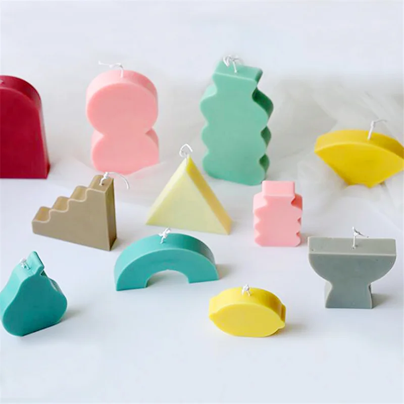 

New Geometry Shape Candle Mold DIY Handmade Candle Making Silicone Mold Soap Mold Aromatherapy Plaster Molds for Candles