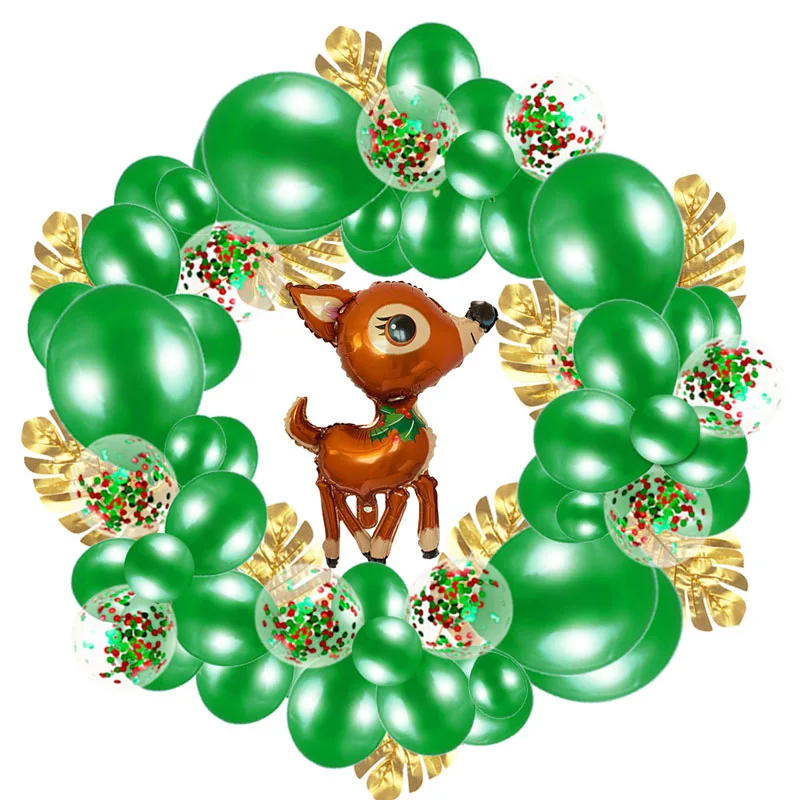 Красно-зеленый Рождественский венок Leeiu латексные воздушные шары фольгированные