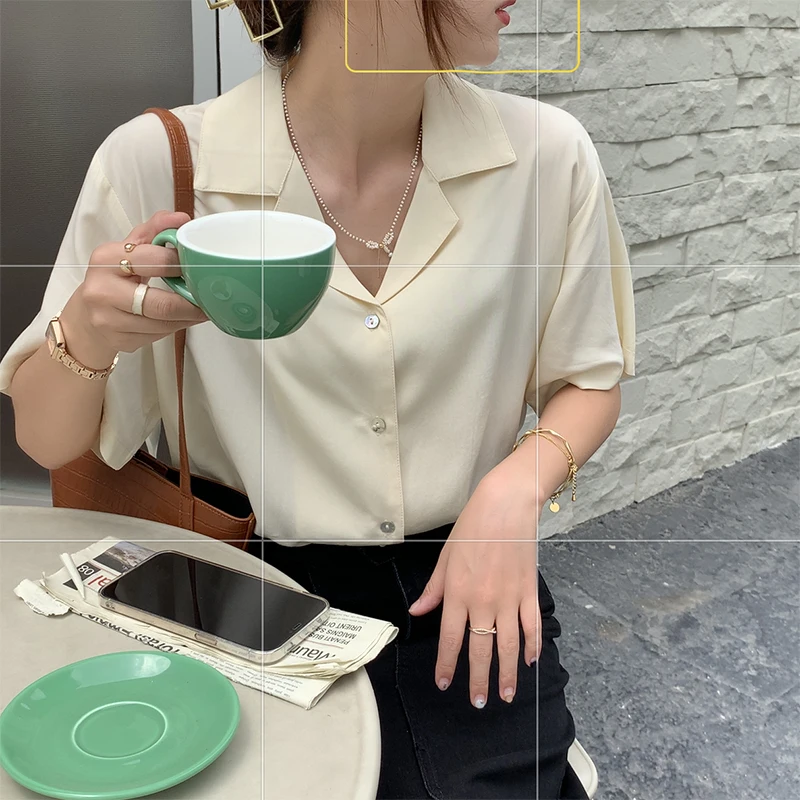 

Chiffon Loose Women's Blouses New Casual Blouse Buttons Solid Polo Shirt Summer Fashion Short Sleeve Top Houthion