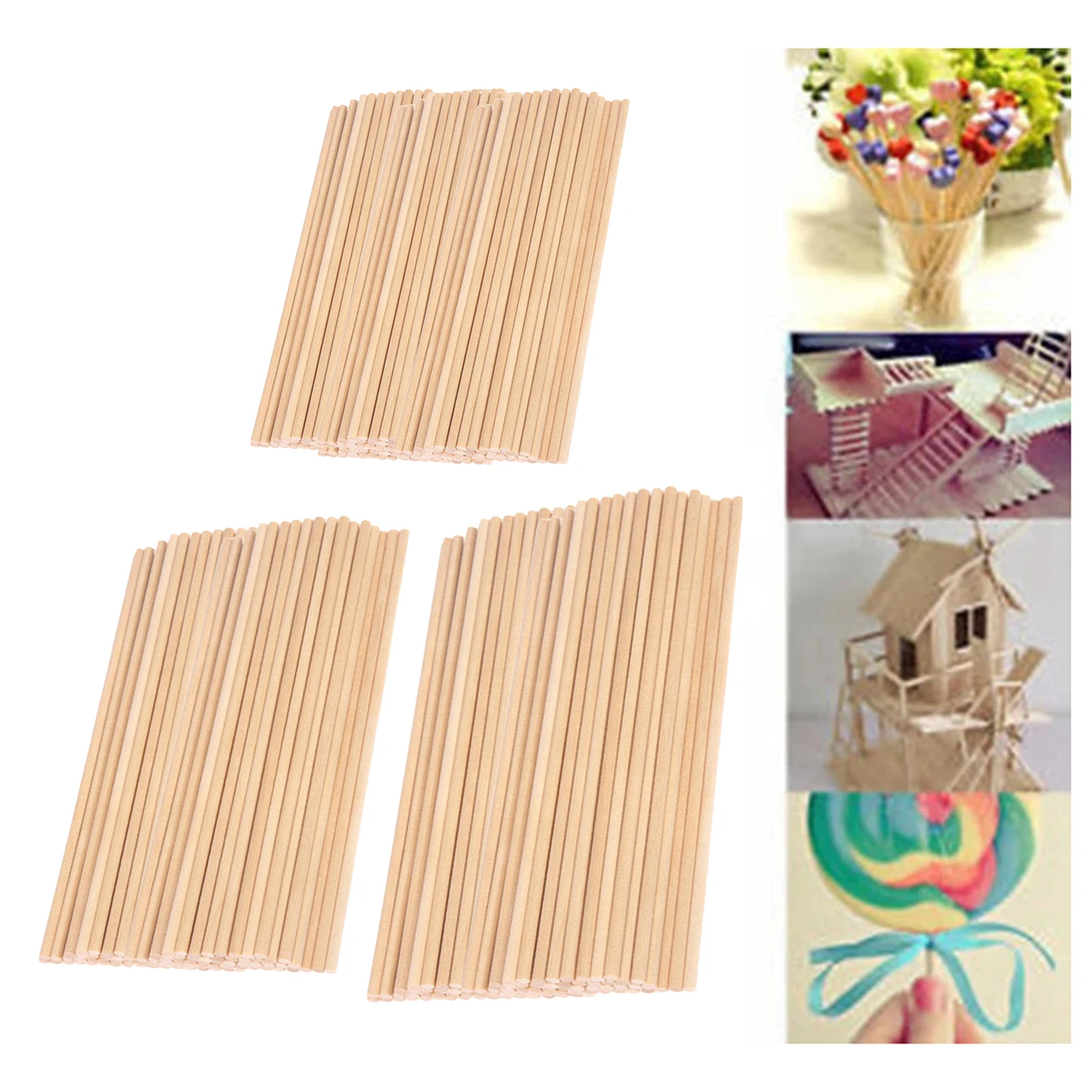 

50/100x Wooden Craft Stick Hardwood Dowel Pole Rod Craft 8mm DIY Woodworking