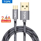TOPK Micro USB кабель Мобильный телефон 2.4A кабель для быстрой зарядки передачи и синхронизации данных кабель для зарядки Andriod микро USB кабели для Samsung Xiaomi LG