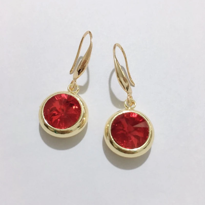 20-gold-red Женские разноцветные серьги MAIKALE, круглые модные серьги-подвески с крючком с золотистым/серебристым покрытием и фианитом для подарка - Окраска металла: 20-gold-red