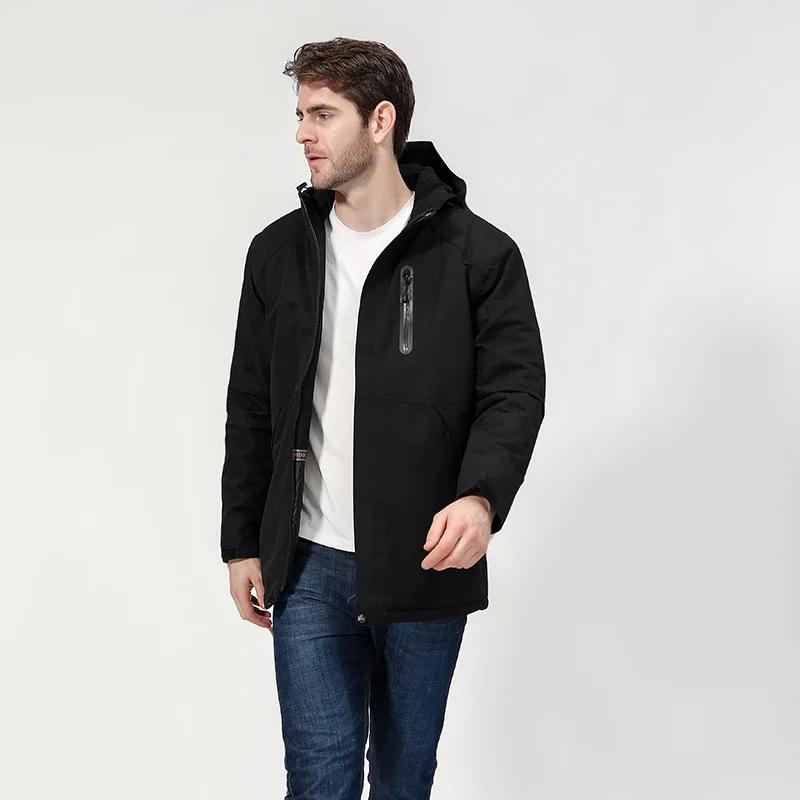 men black SAENSHING, жилет с USB подогревом, куртки для женщин, походные куртки, для улицы, водонепроницаемая ветровка, дышащая, для мужчин, для кемпинга, походов, пальто - Цвет: men black