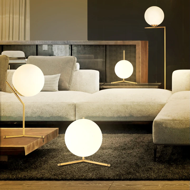 

SGROW Gold Metal Body Lights Indoor Lighting Fixtures Standing LED Lamps for Bedroom Dinning Room Glass Balls Floor Lamp