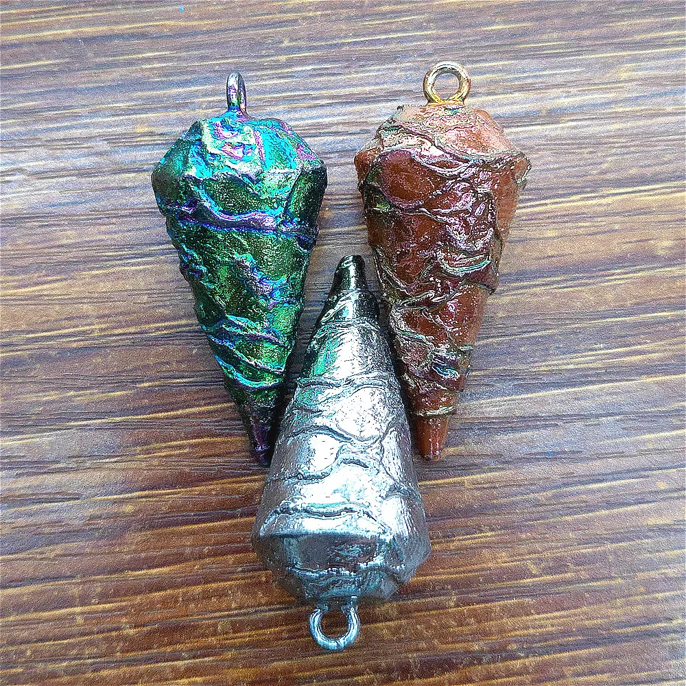 

17*40mm Natural Semi-precious Stones Charms Women Jewelry Making Spirit Pendulum Cone Wicca Pendant for DIY Necklace Accessories