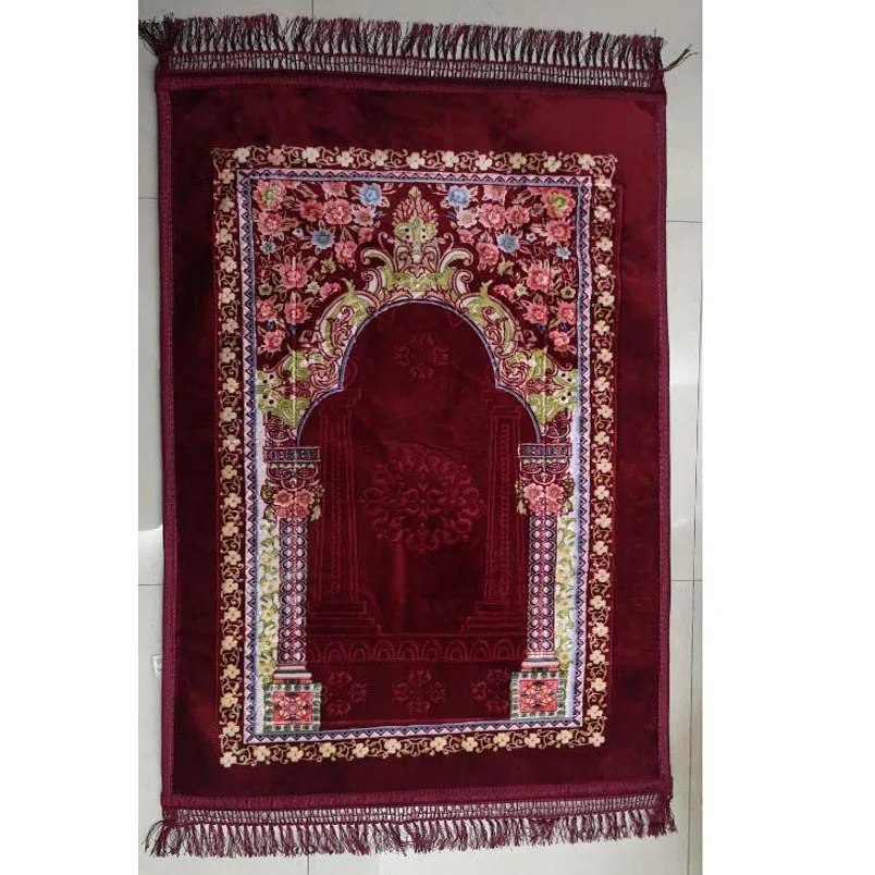 

Muslim Pray Quilted Color Printed Pilgrimage Blanket Rugs Red Thick Carpets for Home Living Room Bedroom Turkish Carpet Believer